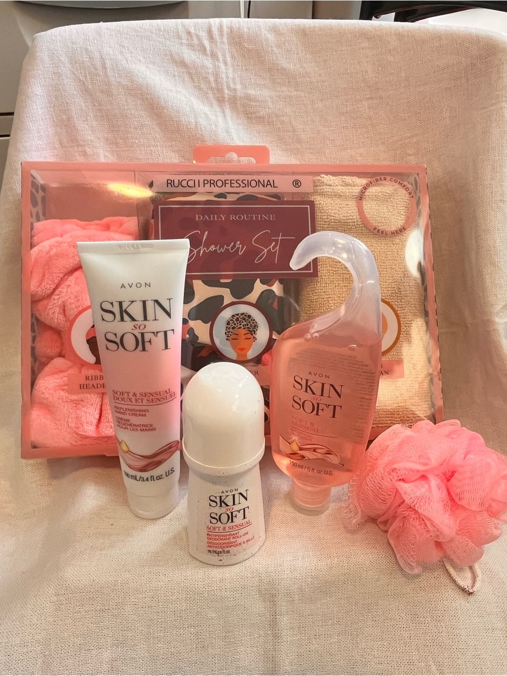 Avon Skin So Soft Pink Bath & Body Gift Bundle